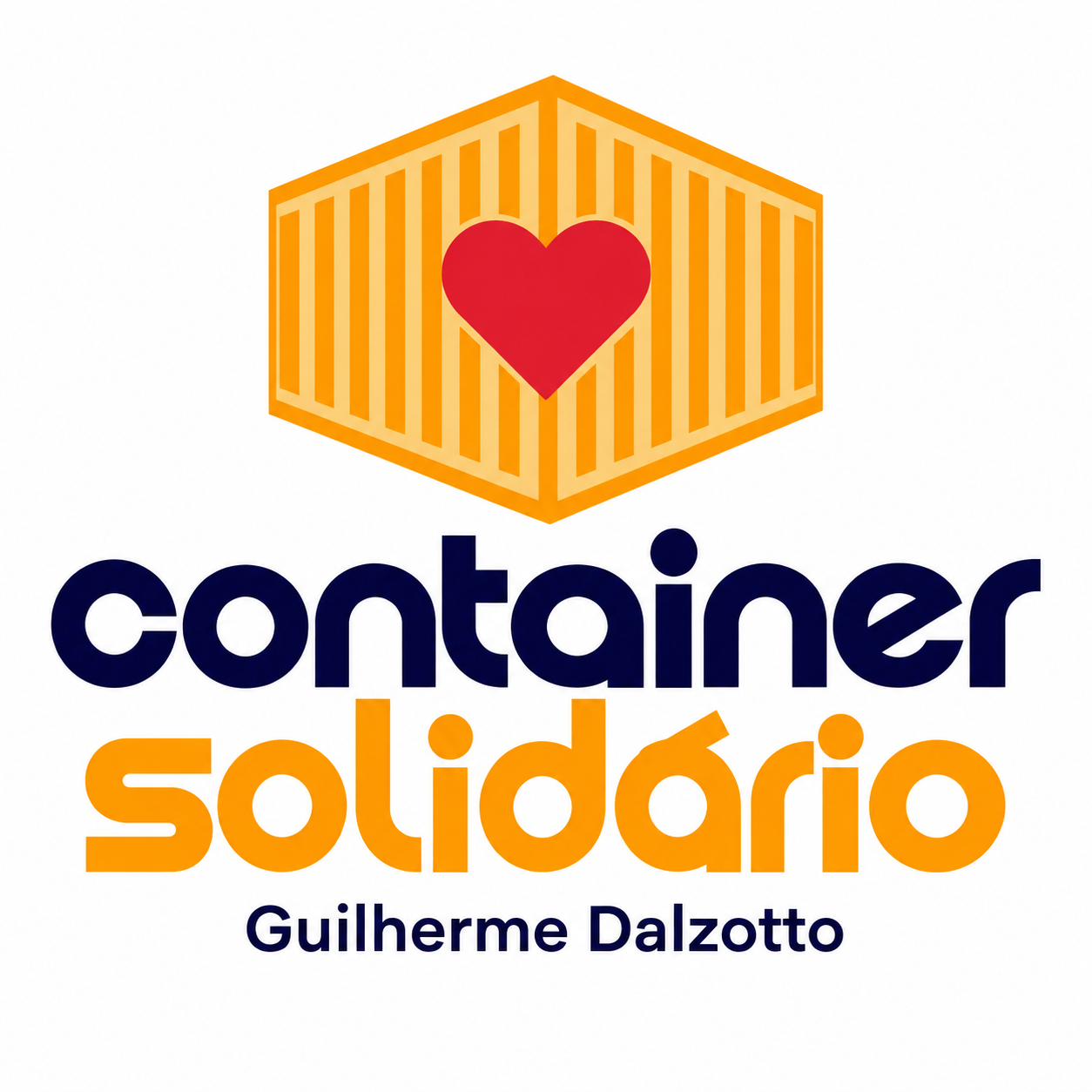 Logotipo da Associação Container Solidário: um container laranja com um coração vermelho